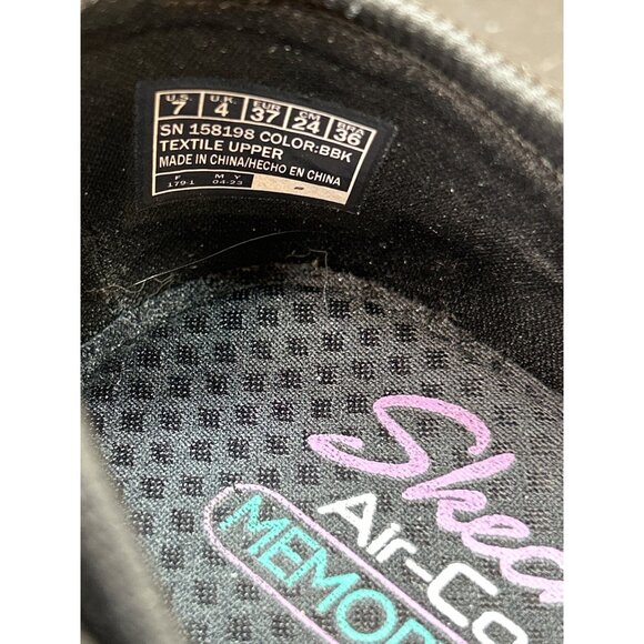 Skechers Womens Black Air-Cooled Memory Foam Stretch Fit Slip-On Flats Size 7 - Picture 9 of 9
